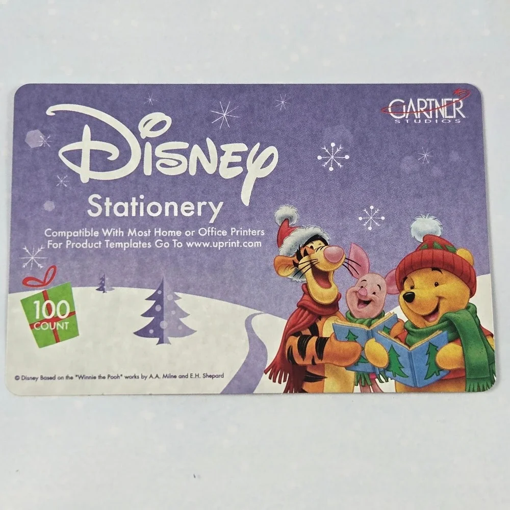 Vintage Disney Winnie the Pooh Christmas Stationery Paper 100 Sheets 2005 NOS
